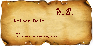 Weiser Béla névjegykártya